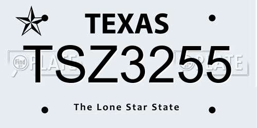 TSZ3255 Texas License Plate