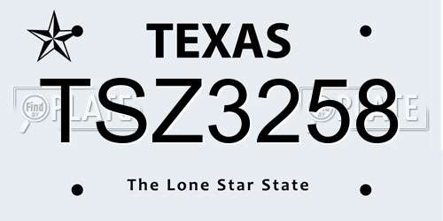 TSZ3258 Texas License Plate