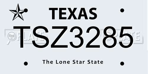 TSZ3285 Texas License Plate