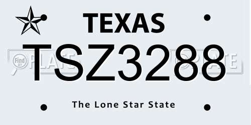 TSZ3288 Texas License Plate