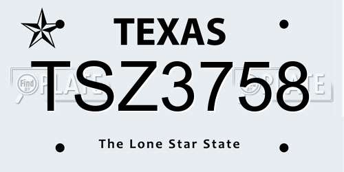 TSZ3758 Texas License Plate