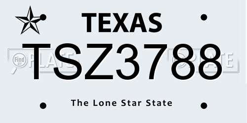 TSZ3788 Texas License Plate