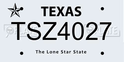 TSZ4027 Texas License Plate