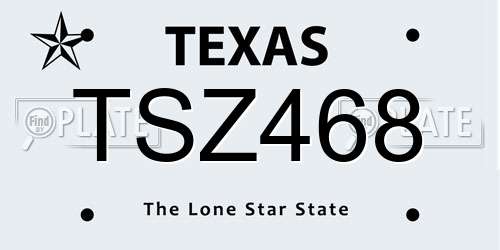 TSZ468 Texas License Plate