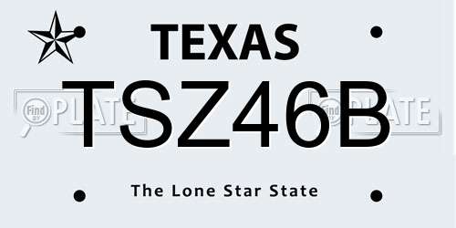 TSZ46B Texas License Plate