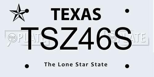 TSZ46S Texas License Plate