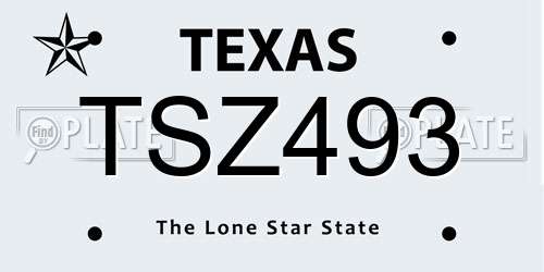 TSZ493 Texas License Plate