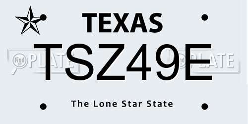 TSZ49E Texas License Plate