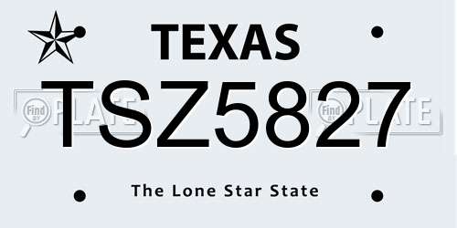 TSZ5827 Texas License Plate