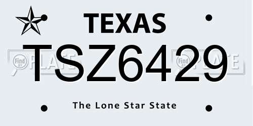 TSZ6429 Texas License Plate