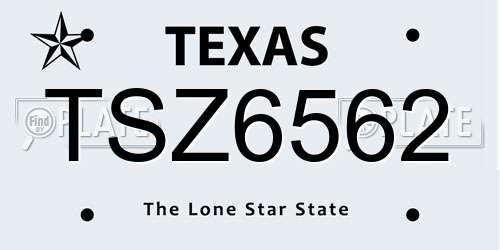 TSZ6562 Texas License Plate