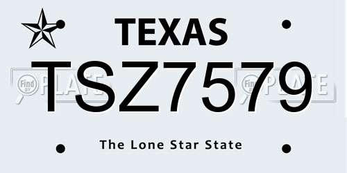 TSZ7579 Texas License Plate