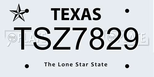 TSZ7829 Texas License Plate