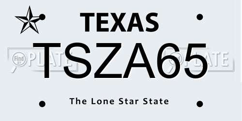 TSZA65 Texas License Plate