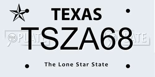 TSZA68 Texas License Plate