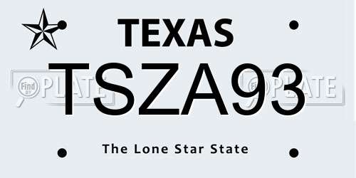TSZA93 Texas License Plate