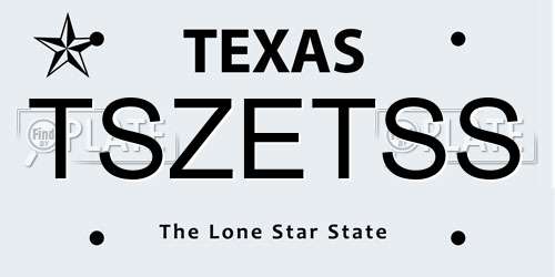 TSZETSS Texas License Plate