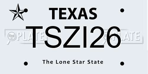 TSZI26 Texas License Plate