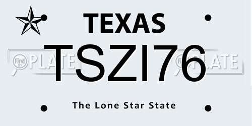 TSZI76 Texas License Plate