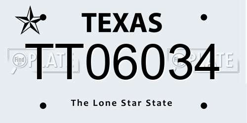 TT06034 Texas License Plate