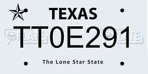 TT0E291 Texas License Plate