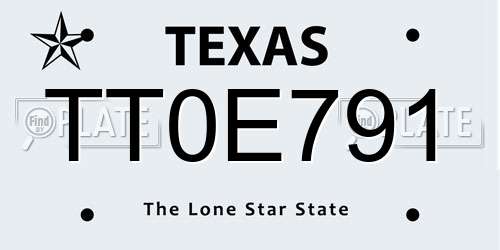 TT0E791 Texas License Plate