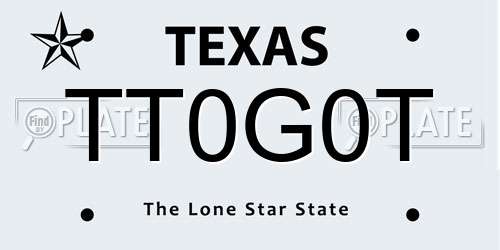 TT0G0T Texas License Plate