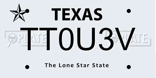 TT0U3V Texas License Plate