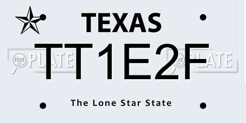 TT1E2F Texas License Plate