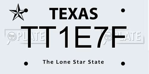 TT1E7F Texas License Plate