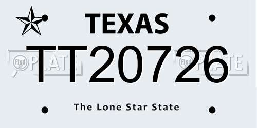 TT20726 Texas License Plate