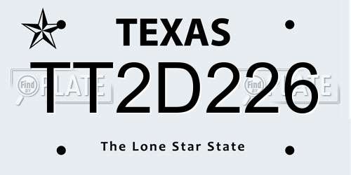 TT2D226 Texas License Plate
