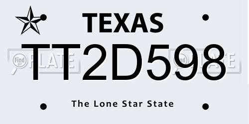 TT2D598 Texas License Plate