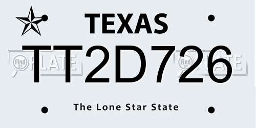 TT2D726 Texas License Plate