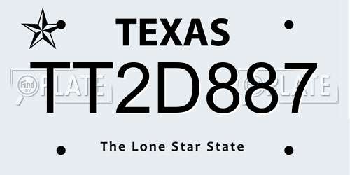 TT2D887 Texas License Plate