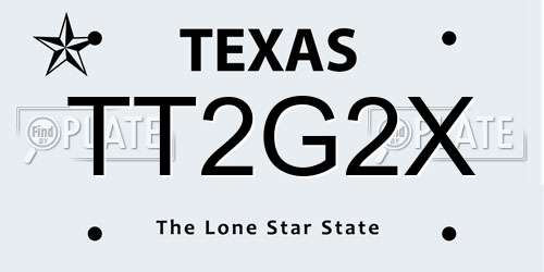 TT2G2X Texas License Plate