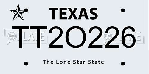 TT2O226 Texas License Plate