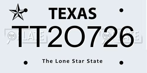 TT2O726 Texas License Plate