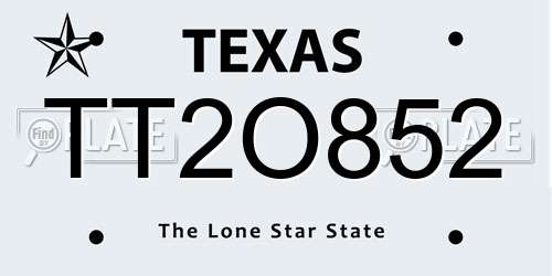 TT2O852 Texas License Plate