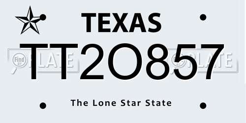 TT2O857 Texas License Plate