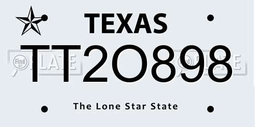 TT2O898 Texas License Plate