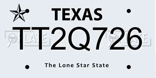 TT2Q726 Texas License Plate