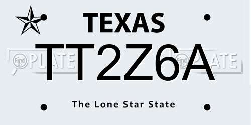TT2Z6A Texas License Plate