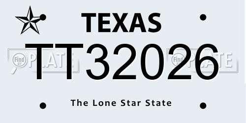 TT32026 Texas License Plate