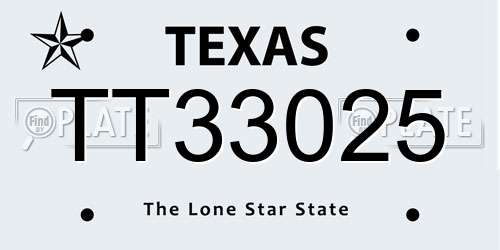 TT33025 Texas License Plate