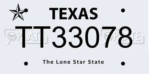 TT33078 Texas License Plate