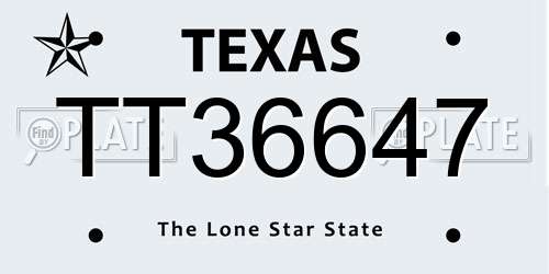 TT36647 Texas License Plate