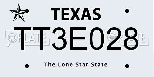 TT3E028 Texas License Plate