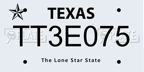 TT3E075 Texas License Plate