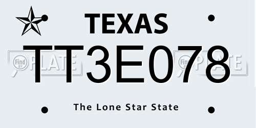 TT3E078 Texas License Plate